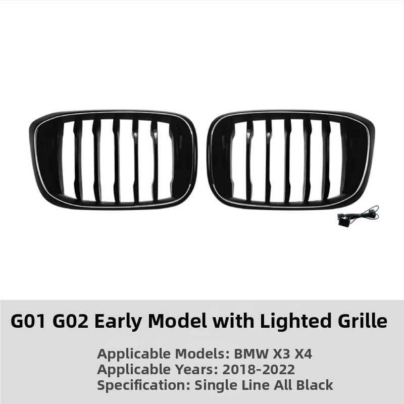 Grilă frontală LED pentru BMW X3 G01/X4 G02 (2018–2022), ABS plastic, montaj în bara, iluminare LED