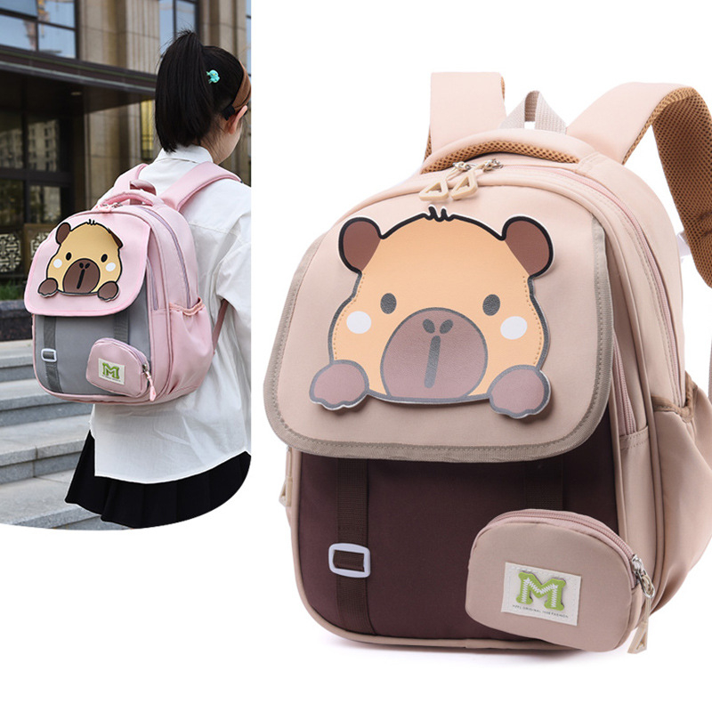 Kapibala Dječji ruksak za vrtić — Oxford tkanina, životinjski uzorak, zakrivljene naramenice, unisex, za školu