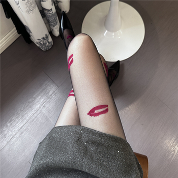 Colanți fini sexy, din fir core-spun, anti-snag, jacquard, 15D, poliester