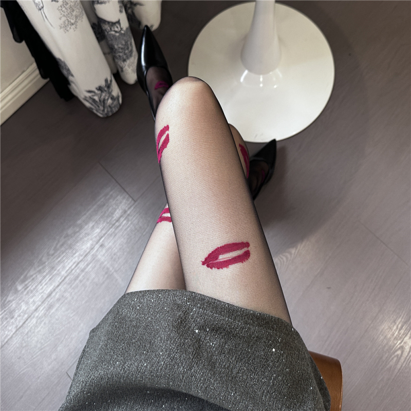 Colanți fini sexy, din fir core-spun, anti-snag, jacquard, 15D, poliester