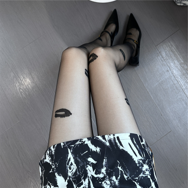 Colanți fini sexy, din fir core-spun, anti-snag, jacquard, 15D, poliester