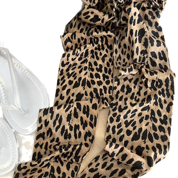 Colanți din nylon cu imprimeu leopard - subțiri, respirabili, absorb transpirația, model animal, pentru tineri 18–40 ani