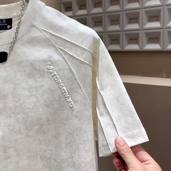 Tricou bărbați Tie-Dye cu mâneci scurte, guler rotund, poliester, absorbție umezeală