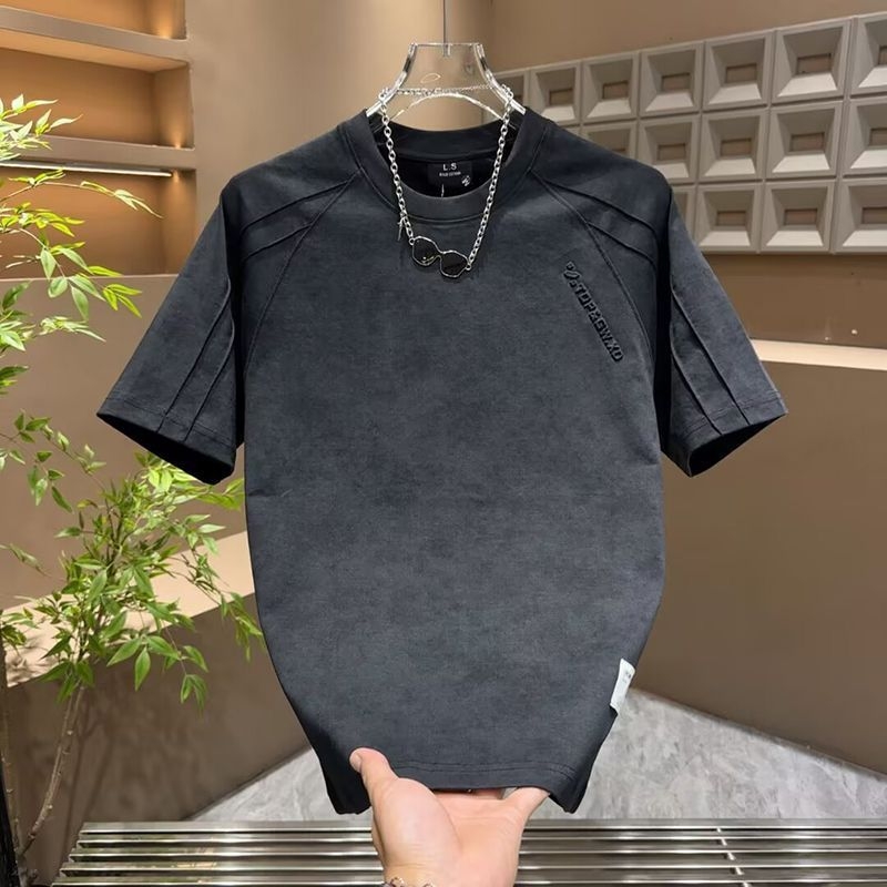 Tricou bărbați Tie-Dye cu mâneci scurte, guler rotund, poliester, absorbție umezeală