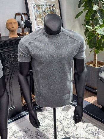 Tricou lejer, mâneci scurte, guler înalt, amestec de bumbac 70%, respirabil, vară