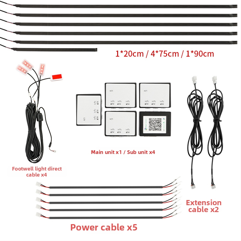 Automobilový prístrojový svetelný RGB LED pás, 5-24V, 10W, modely Drag 18/14/10/6
