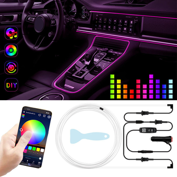 Unutarnja automobilska LED traka za atmosferu s glasovnim upravljanjem putem aplikacije, glazbena sinkronizacija za središnju konzolu, G serija, PVC+LED+MMA, 5-12V, 1.4W, univerzalna