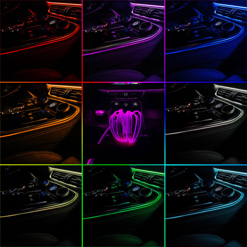 Unutarnja automobilska LED traka za atmosferu s glasovnim upravljanjem putem aplikacije, glazbena sinkronizacija za središnju konzolu, G serija, PVC+LED+MMA, 5-12V, 1.4W, univerzalna