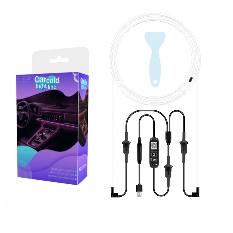 Unutarnja automobilska LED traka za atmosferu s glasovnim upravljanjem putem aplikacije, glazbena sinkronizacija za središnju konzolu, G serija, PVC+LED+MMA, 5-12V, 1.4W, univerzalna