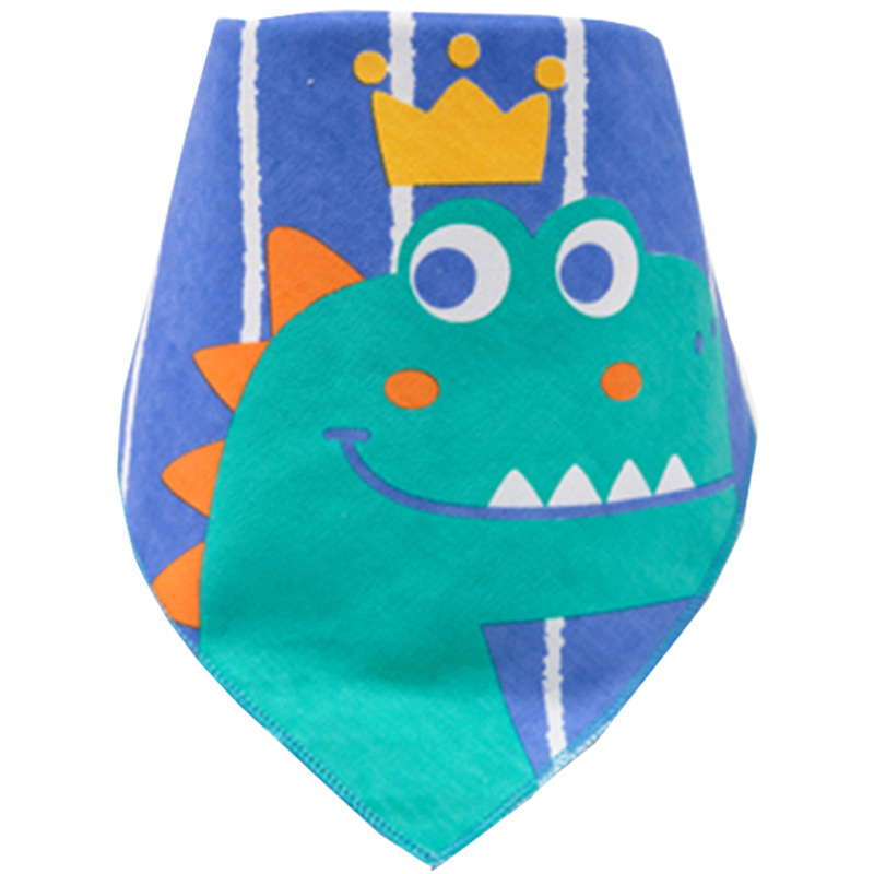 Bavetă triunghiulară pentru bebeluși din bumbac 100%, dublu strat, imprimată cu desen animat; potrivită pentru sugari și copii mici