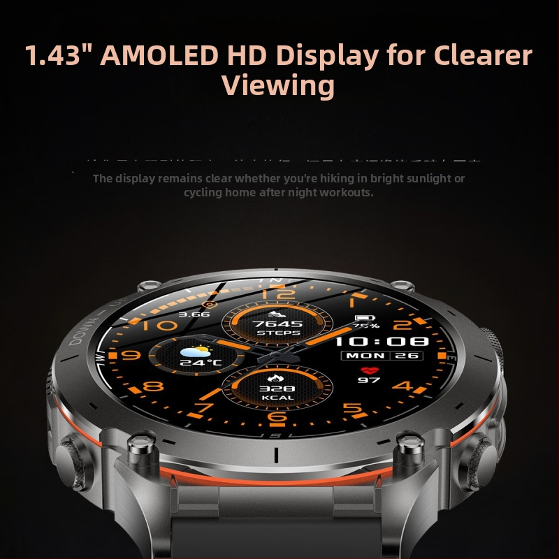 Умен часовник Y101 с 1.43-инчов AMOLED дисплей, GPS позициониране, барометричен компас, водоустойчив до 30 м и живот на батерията 7–14 дни