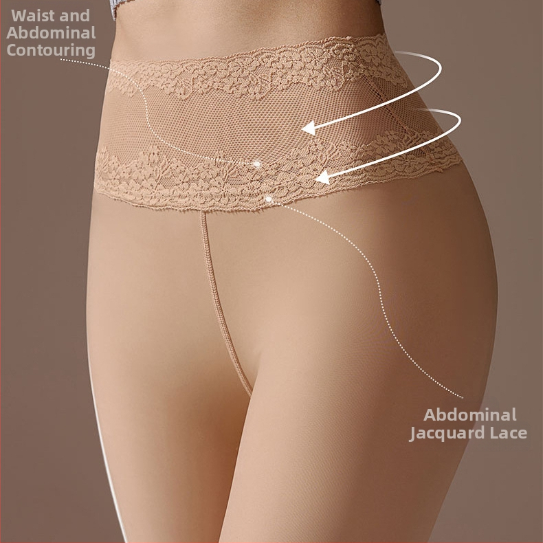 Colanți lucioși cu picioare - Poliester, Ridicare fesier, Modelare corp, Încălzire, Grosime, Culoare solidă