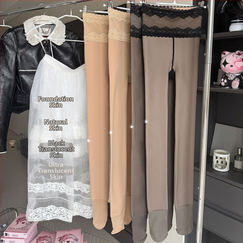 Colanți lucioși cu picioare - Poliester, Ridicare fesier, Modelare corp, Încălzire, Grosime, Culoare solidă