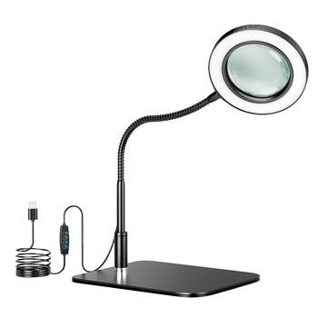 Stolna lampa povećala s LED za čitanje, manikuru i graviranje; 10–15W, 3000–6500K, 400 lm, USB napajanje, 10× povećanje