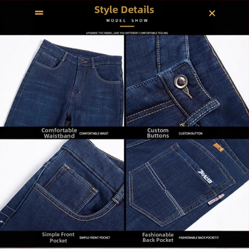 Blugi bărbătești cu căptușeală fleece din lână de miel, croială dreaptă, talie medie, fermoar, broderie, buzunare decorative