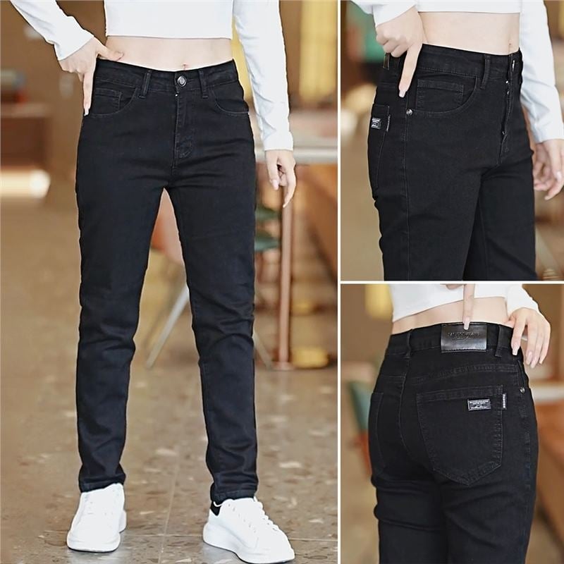 Jeansi bărbați, Slim fit, elastici, de iarnă, cu buzunare multiple, fermoar