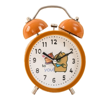 Настолен будилник за деца в карикатурен стил с нощна светлина, батерийно захранване, аналогов дисплей с стрелки и цифри, силен алармен сигнал.