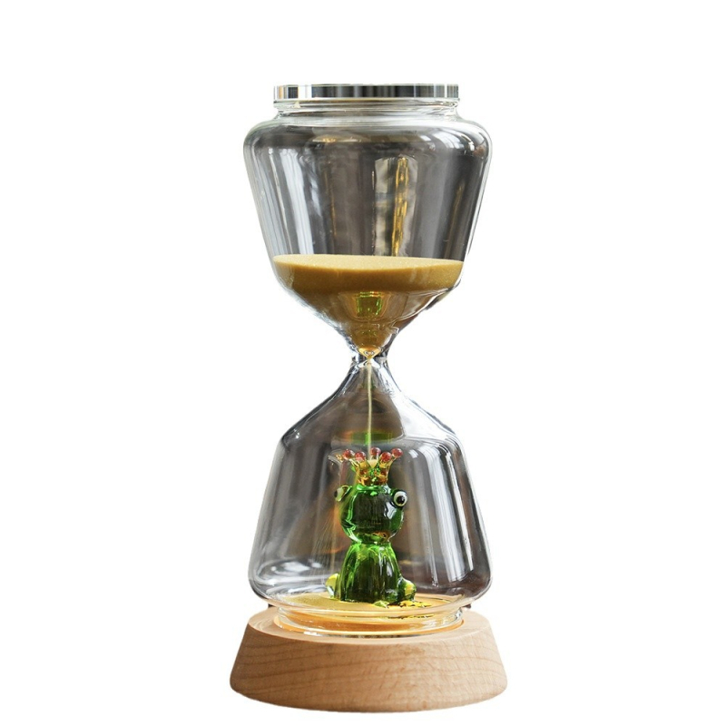 Clepsidră animală – 15 minute, model 3D, sticlă borosilicată suflată, lampă de noapte luminoasă pentru decorul casei