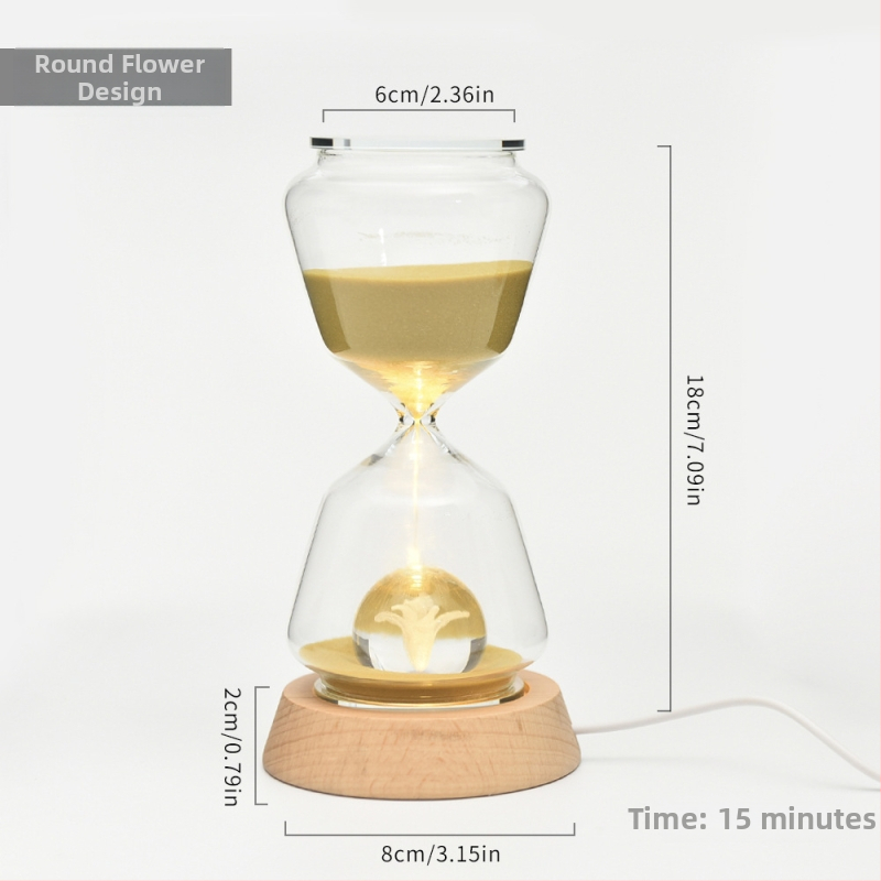 Clepsidră animală – 15 minute, model 3D, sticlă borosilicată suflată, lampă de noapte luminoasă pentru decorul casei