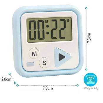 Ψηφιακός χρονόμετρο κουζίνας με LCD οθόνη, ηλεκτρονικός μηχανισμός, πλαστικό περίβλημα, τροφοδοσία με μπαταρία, κλιπ και στήριγμα