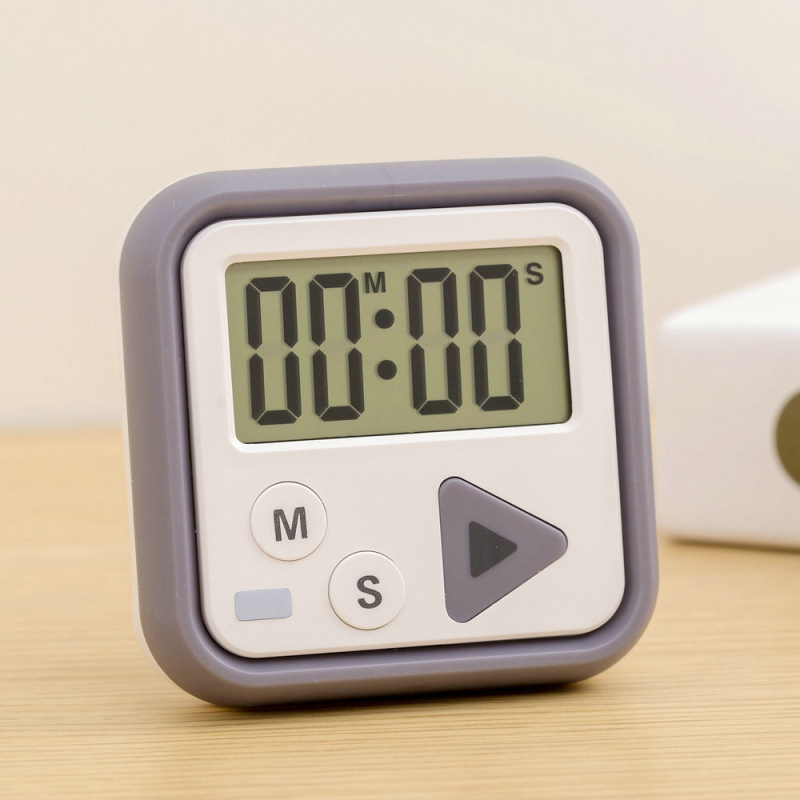 Ψηφιακός χρονόμετρο κουζίνας με LCD οθόνη, ηλεκτρονικός μηχανισμός, πλαστικό περίβλημα, τροφοδοσία με μπαταρία, κλιπ και στήριγμα