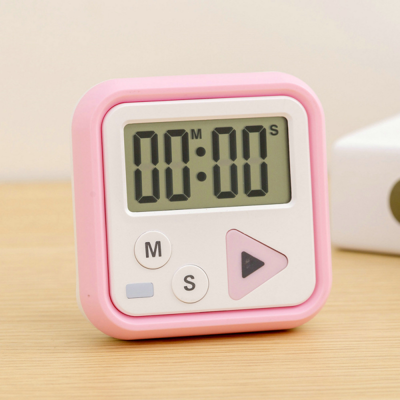 Ψηφιακός χρονόμετρο κουζίνας με LCD οθόνη, ηλεκτρονικός μηχανισμός, πλαστικό περίβλημα, τροφοδοσία με μπαταρία, κλιπ και στήριγμα