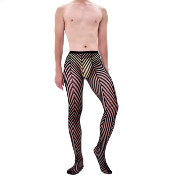 Muške prozračne mrežaste bodstockings s nogama, tanki najlon, geometrijski uzorak, duljina čarapa, sexy