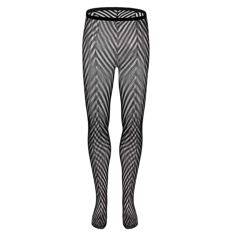 Muške prozračne mrežaste bodstockings s nogama, tanki najlon, geometrijski uzorak, duljina čarapa, sexy