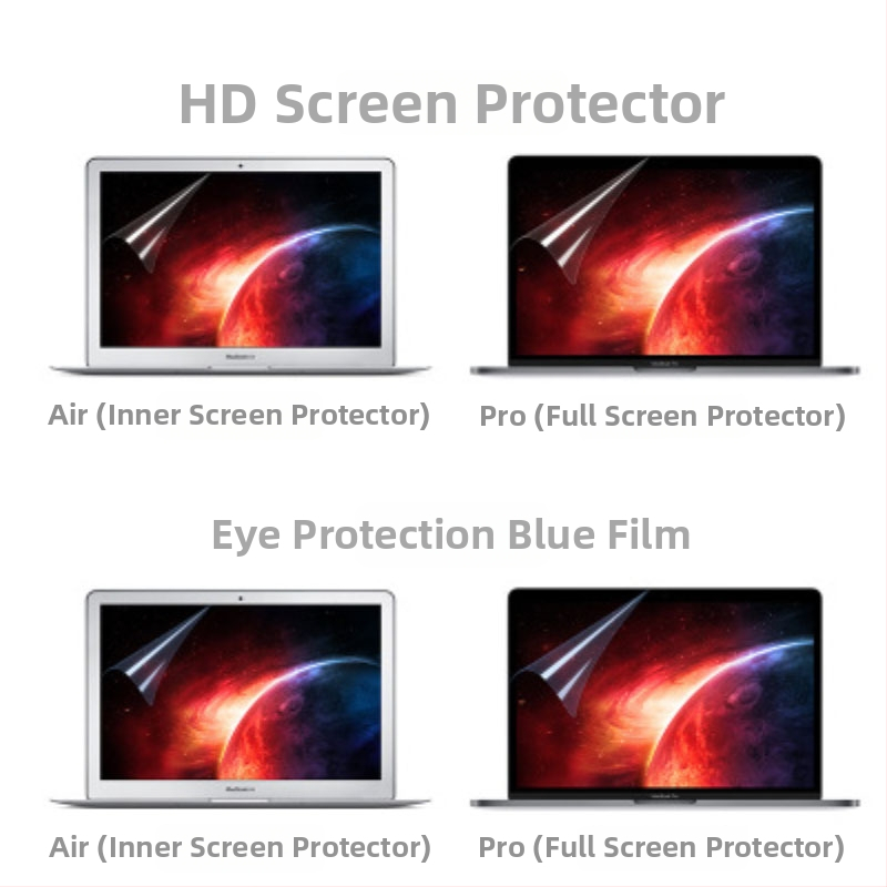 MacBook Pro/Air kijelzővédő — PET anyag, HD film, kékfény elleni védelem, karcolás elleni védelem, modell 24