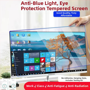 Monitor kijelzővédő fólia és izolációs panel – kékfény elleni, UV-elleni védelem, HD szemvédelme; akril lemez; kompatibilis laptopokkal és asztali számítógépekkel