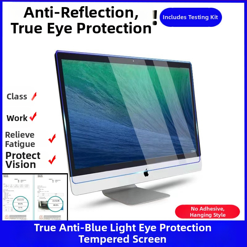 Monitor kijelzővédő fólia és izolációs panel – kékfény elleni, UV-elleni védelem, HD szemvédelme; akril lemez; kompatibilis laptopokkal és asztali számítógépekkel