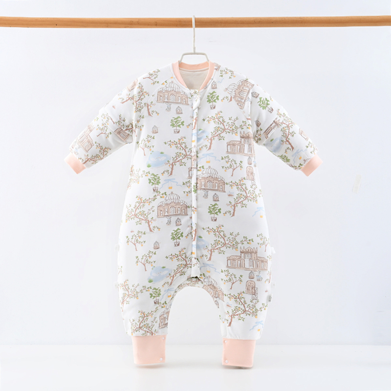 Dječja spavaća vreća za jesen i zimu s punilom od mulberry silk, podijeljene noge, odvojivi rukavi, stil jedne pidžame u jednoj komadu