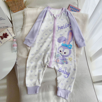 Детски пижами-комбинезон с цип, карикатурен дизайн, 300 g дебела мъхеста полиестерна тъкан (90%), корейски стил, за деца на възраст 3–8 години