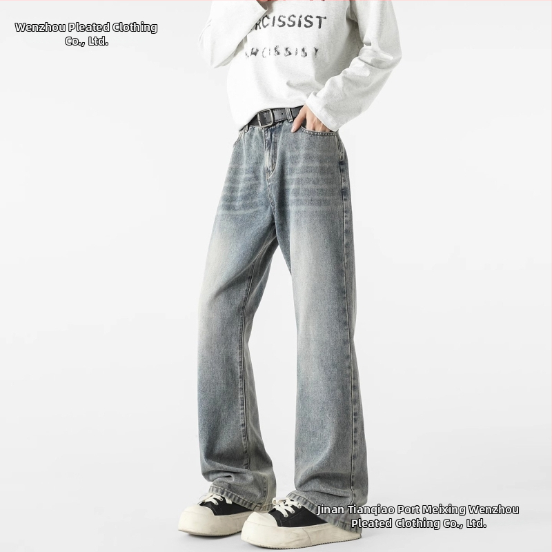 Jeans cu stil vintage, croială dreaptă, croială lejeră, talie medie, fermoar