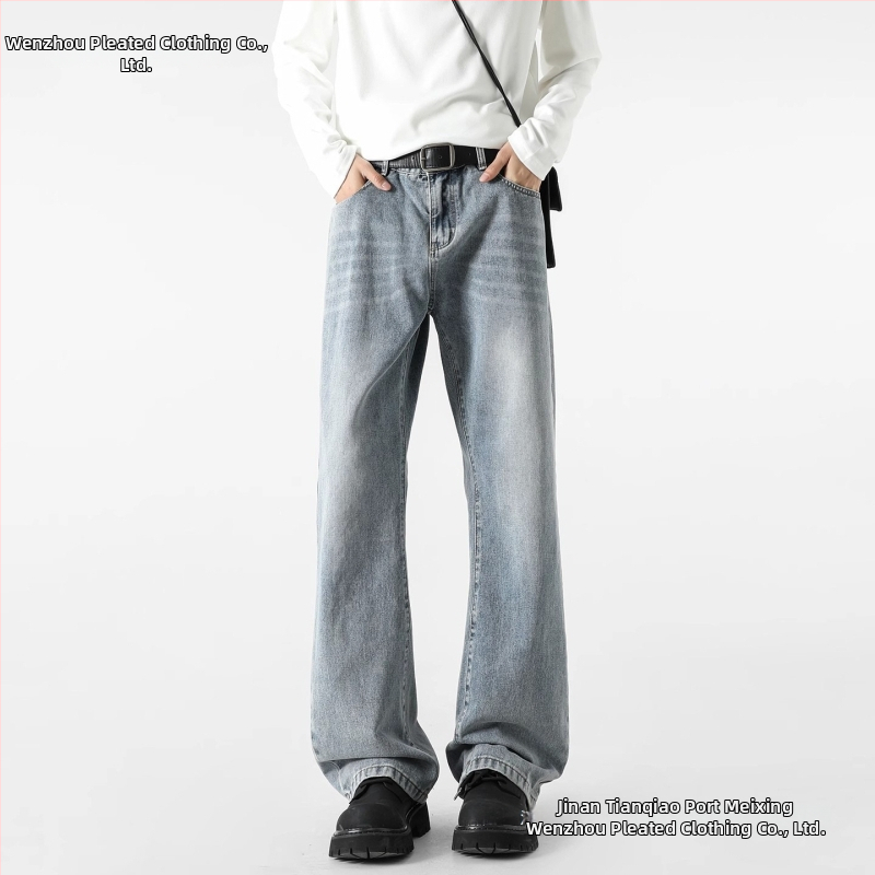 Jeans cu stil vintage, croială dreaptă, croială lejeră, talie medie, fermoar