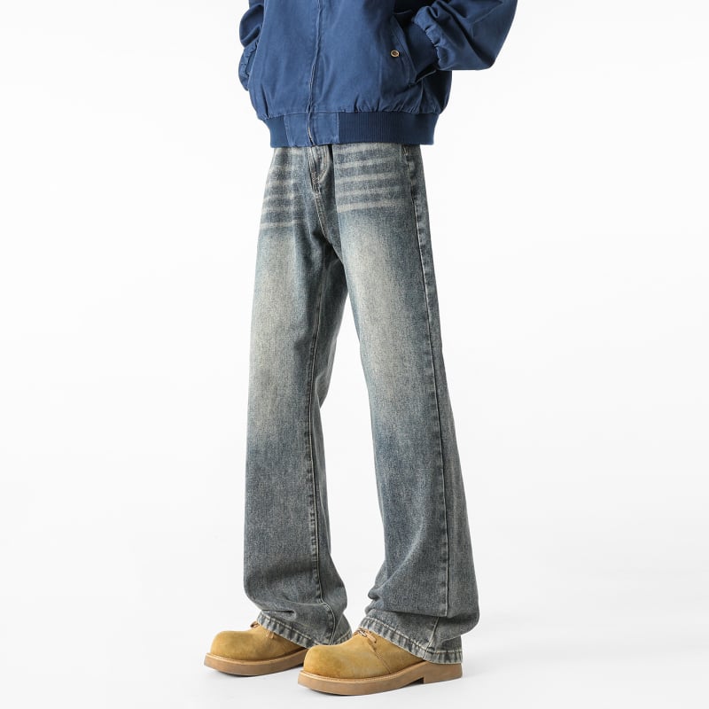 Jeans cu stil vintage, croială dreaptă, croială lejeră, talie medie, fermoar