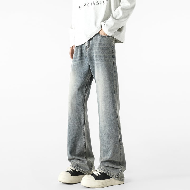 Jeans cu stil vintage, croială dreaptă, croială lejeră, talie medie, fermoar