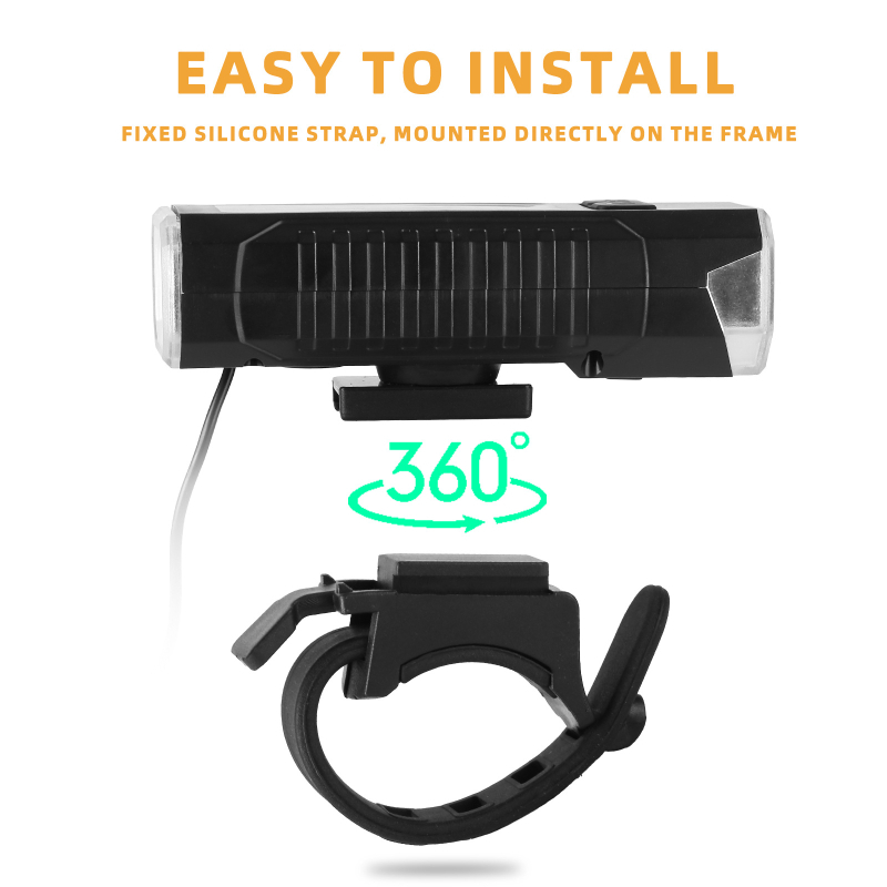 Велосипеден фар с предупредителен клаксон и LED светлина, слънчево USB двойно зареждане