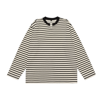 Duga majica s V-izrezom, prugasta, slobodan kroj, poliester mješavina