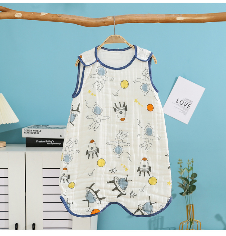 Spavaća vreća-vest za bebe: gaze tkanina i gaze punilo, crtani motiv, odvodi vlagu, za djecu od 1 do 3 godine
