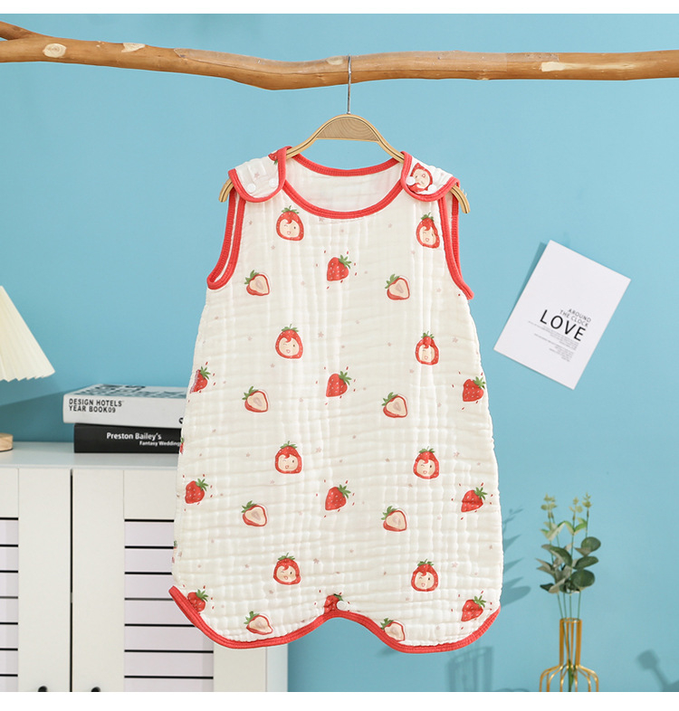 Spavaća vreća-vest za bebe: gaze tkanina i gaze punilo, crtani motiv, odvodi vlagu, za djecu od 1 do 3 godine