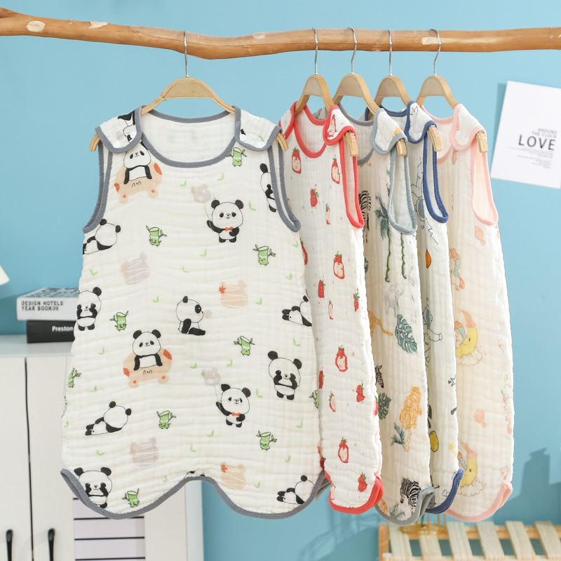 Spavaća vreća-vest za bebe: gaze tkanina i gaze punilo, crtani motiv, odvodi vlagu, za djecu od 1 do 3 godine