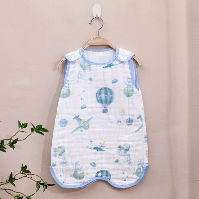 Spavaća vreća-vest za bebe: gaze tkanina i gaze punilo, crtani motiv, odvodi vlagu, za djecu od 1 do 3 godine