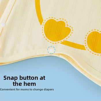 Детски памучен гащеризон за сън с животински карикатурен принт, дълъг ръкав, унисекс, за деца 1–3 години