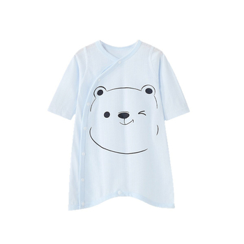 Детски памучен гащеризон за сън с животински карикатурен принт, дълъг ръкав, унисекс, за деца 1–3 години