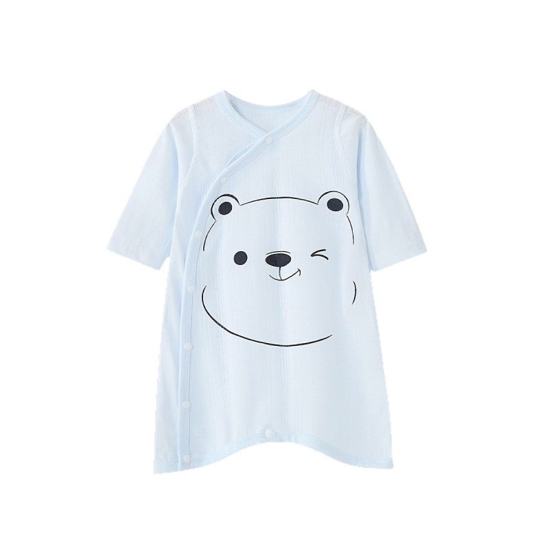 Детски памучен гащеризон за сън с животински карикатурен принт, дълъг ръкав, унисекс, за деца 1–3 години