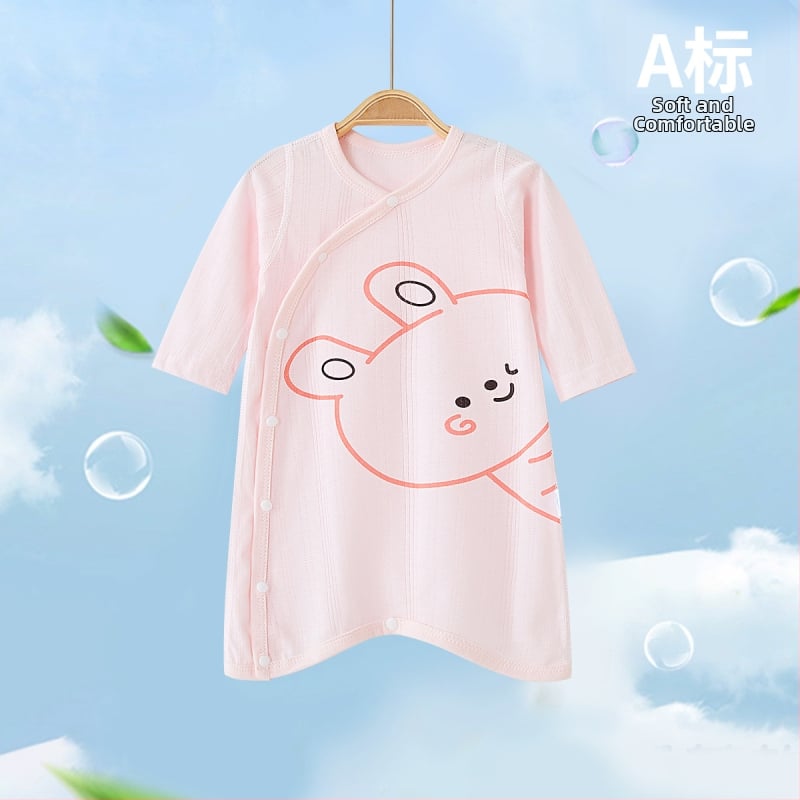 Детски памучен гащеризон за сън с животински карикатурен принт, дълъг ръкав, унисекс, за деца 1–3 години