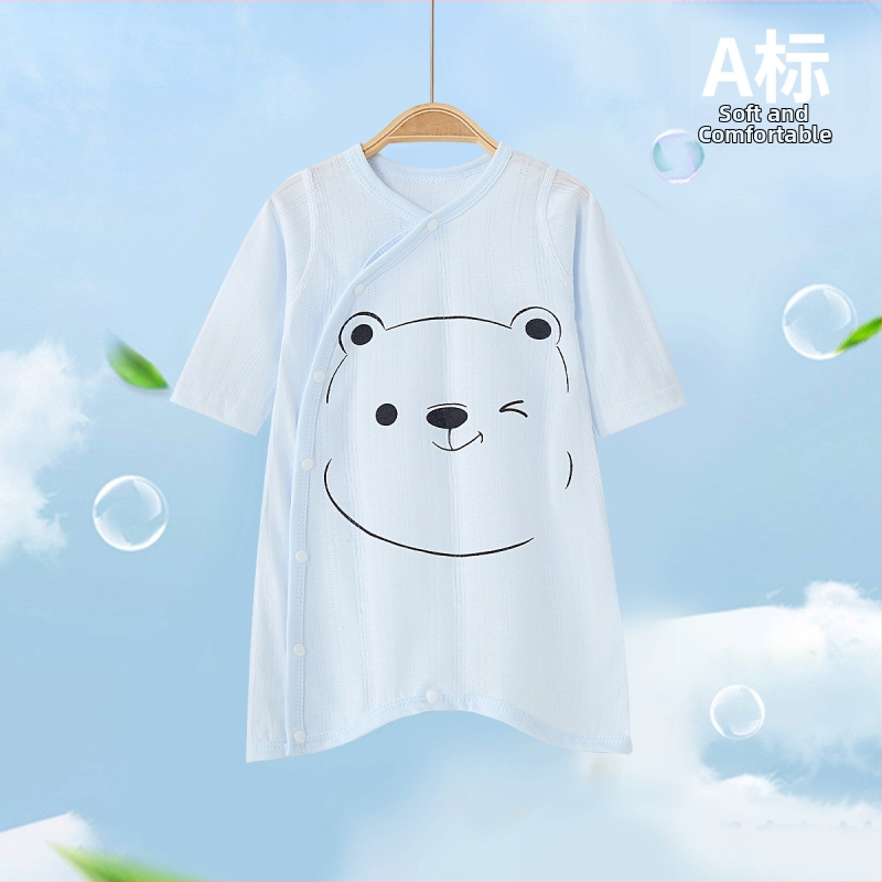 Детски памучен гащеризон за сън с животински карикатурен принт, дълъг ръкав, унисекс, за деца 1–3 години