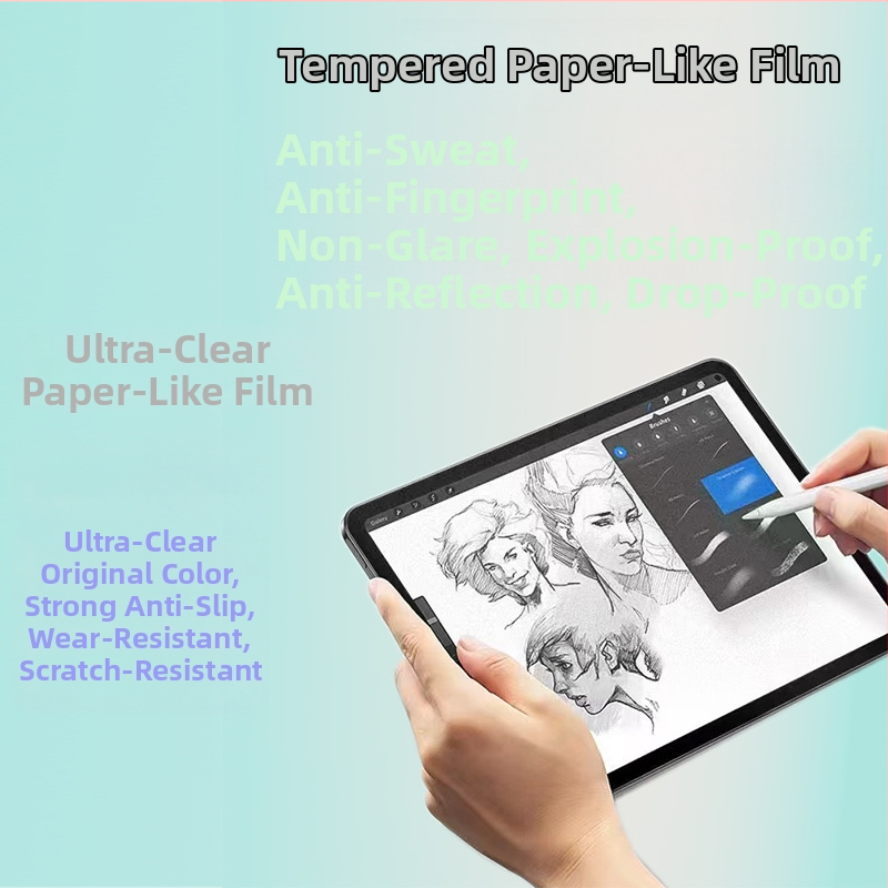 Fólia z temperovaného skla s papierovou textúrou pre Apple iPad – HD jas, proti otlačkom prstov, odolná nárazom, plné krytie