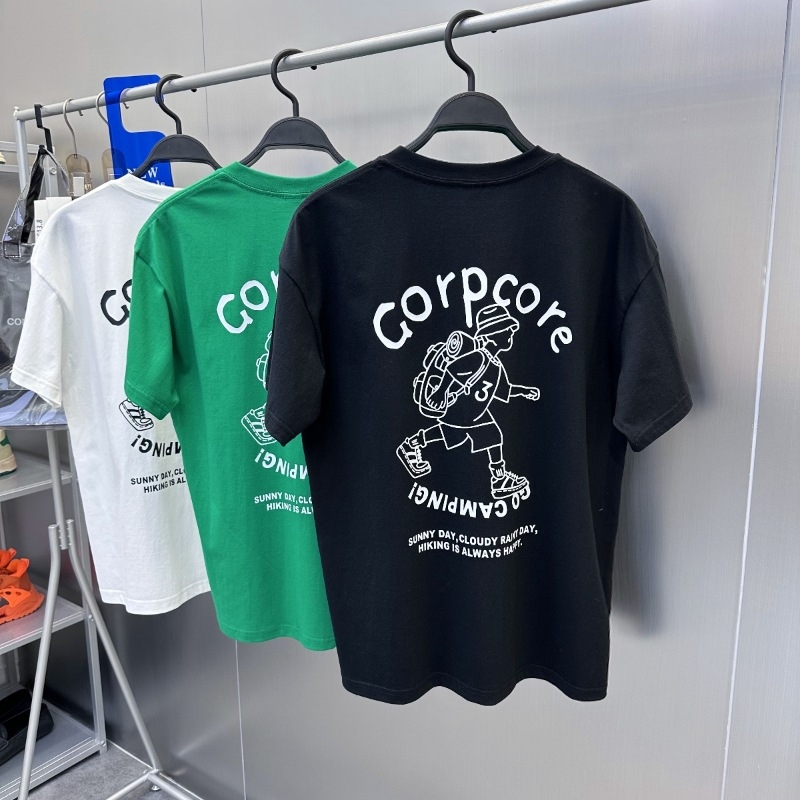 Muški pamučni kratkih rukava T-shirt s kružnim izrezom, otisak karikature, široka silueta, pulover stil